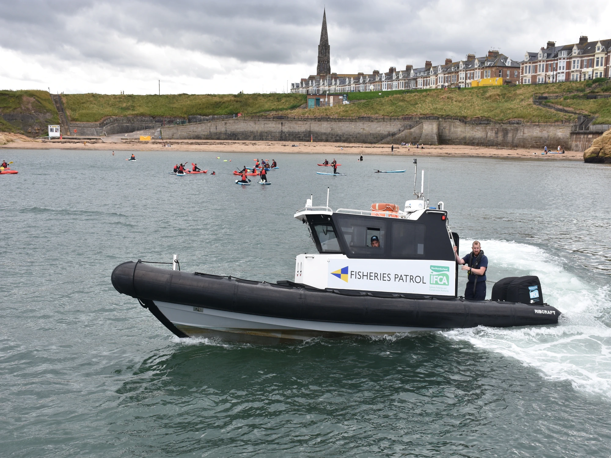 Fisheries patrol boat in Cullercoats bay.