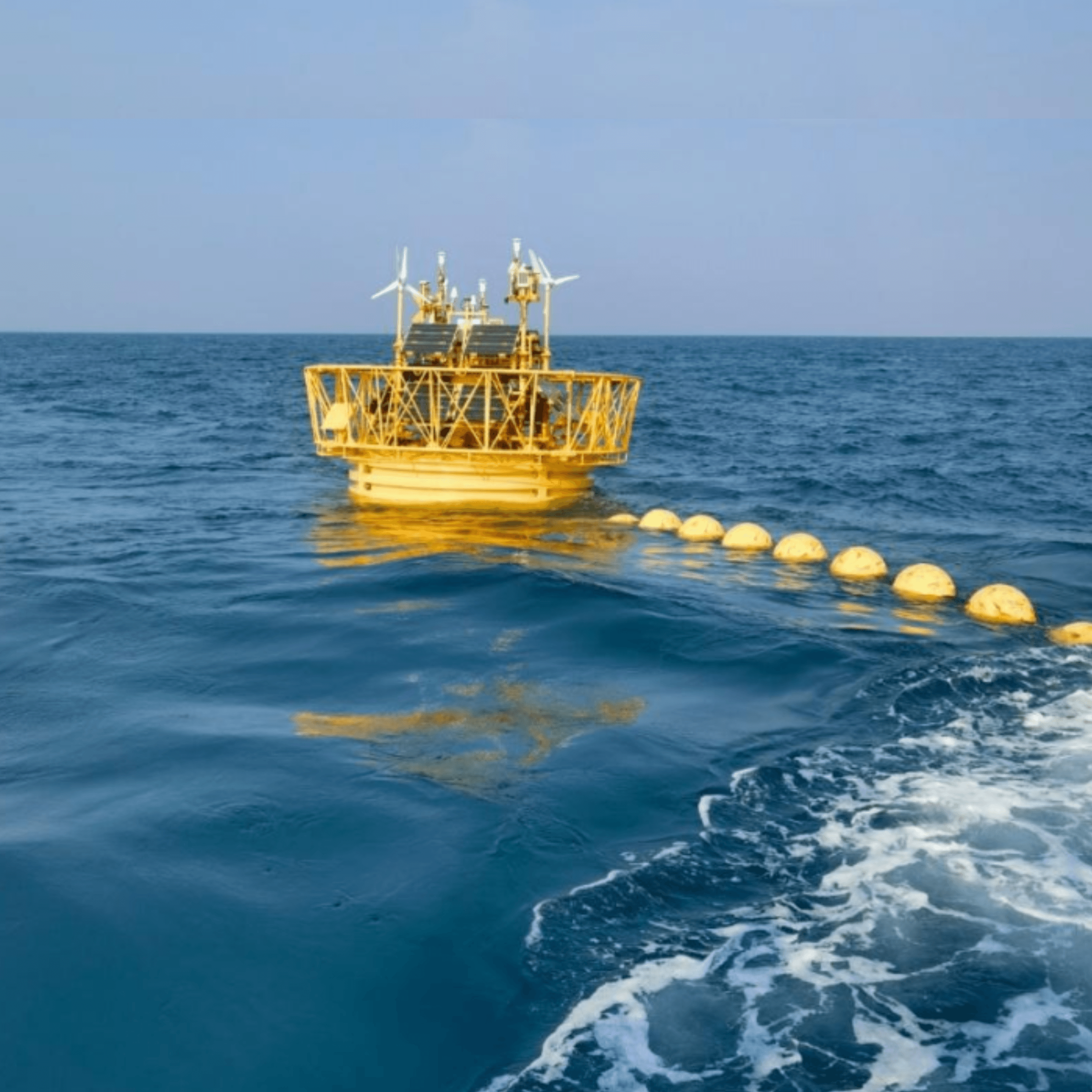 Yellow FLiDAR buoy under tow